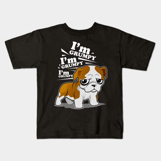 DOG LOVERS - Grumpy Dog Kids T-Shirt by EraserArt